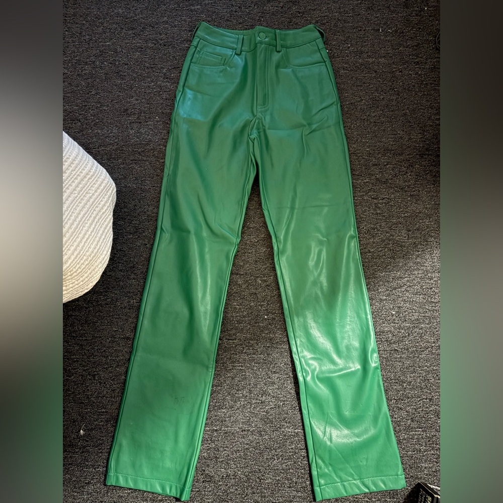 Women’s Green Leather Pants